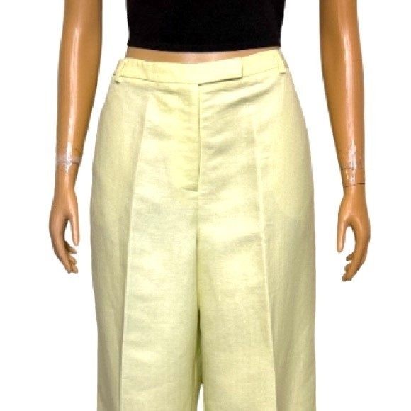 90s Emma James By 
Liz Claiborne Linen Pants High Rise Chartreuse Green Size 16P - Picture 6 of 16